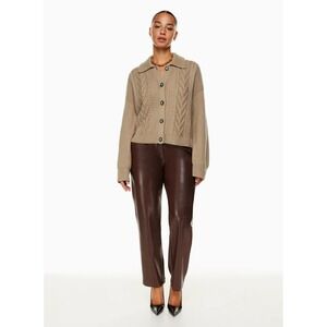 Babaton Emporia Wool Cardigan Womens XL Tan Fisheremancore Preppy Academia Boho